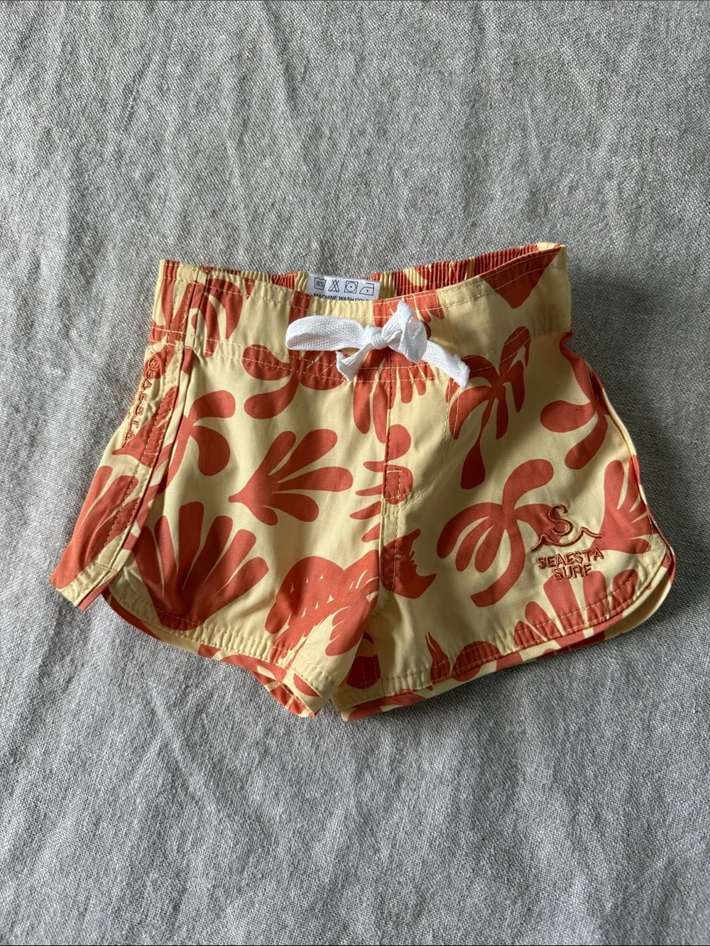 Seafesta Surf Kids Yellow & Orange Floral Swim Trunks